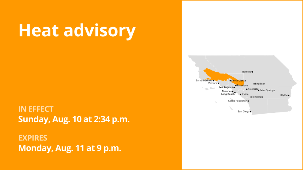 Update: Heat advisory issued for San Gabriel Mountains and 5 Freeway corridor near Santa Clarita until Tuesday night