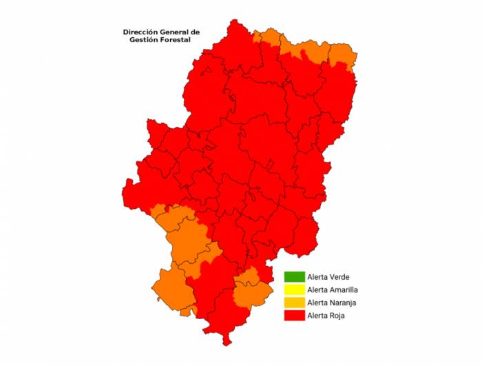 Alerta roja por peligro de incendios forestales en gran parte de Aragón