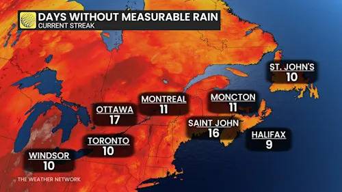 Canada’s rain gauge runs dry, cities top weeks without rain