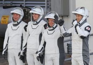 Five astronauts leave space station for trip back to Earth