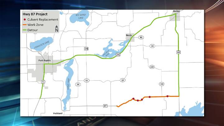 Highway 87 Eastern Construction Project in Hubbard Co. Starts Aug. 11
