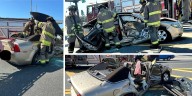 Firefighters rescue driver trapped in wrecked car on US 90