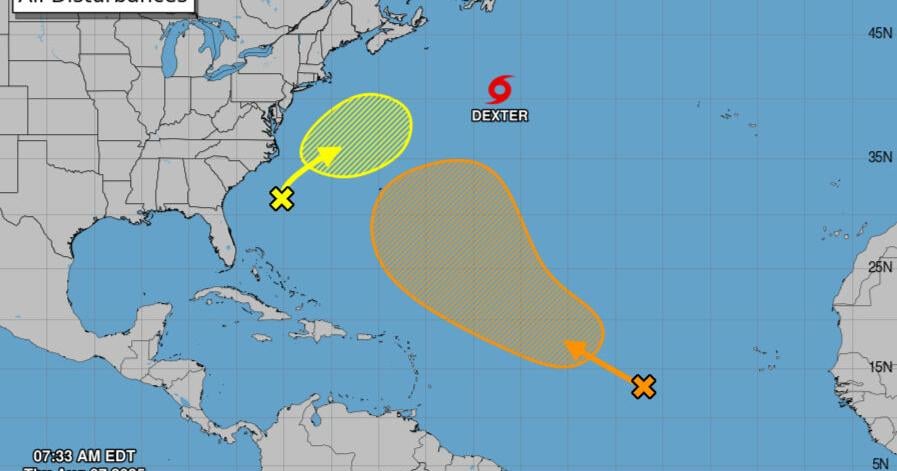 Dexter moving away from US as forecasters track two other Atlantic disturbances
