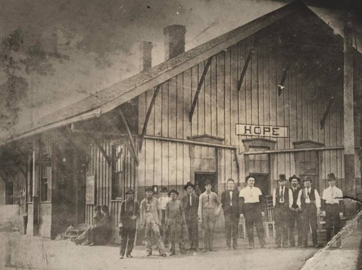 Historic photographs of Hope program at Historical Society meeting