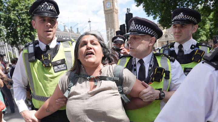 Police arrest 'more than 50 people' as 'hundreds' of Palestine Action supporters gather...