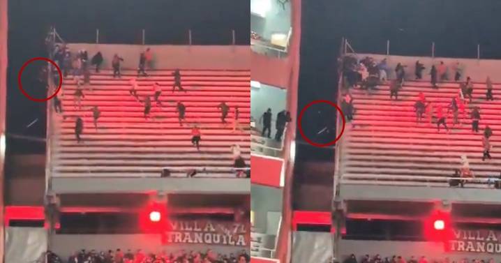 VIDEO: Aficionado cae de 30 metros tras campal en Copa Sudamericana