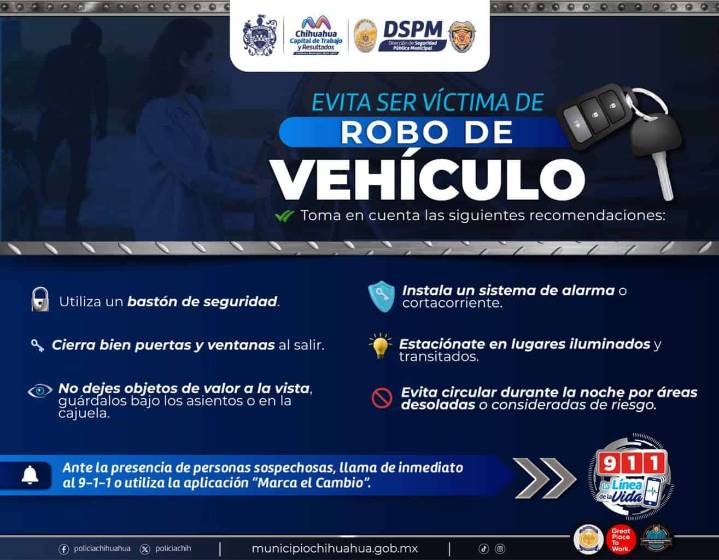 Emite Policía Municipal recomendaciones para evitar robos o daños a vehículos