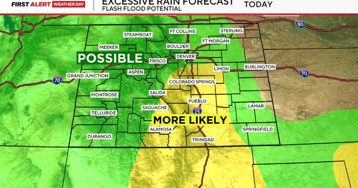 Cool, wet weather pattern brings storm chances and flash flood risk to Colorado