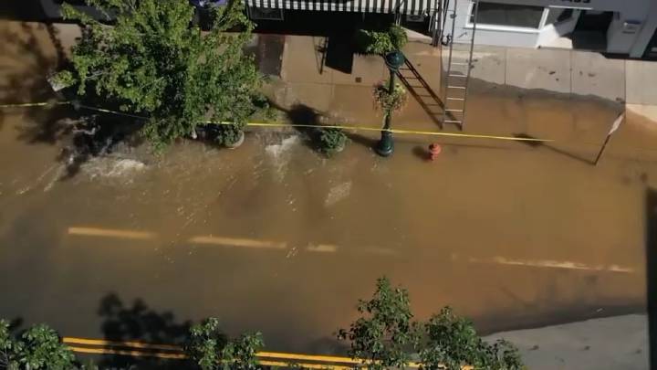 Water main break floods Main Street in Manayunk