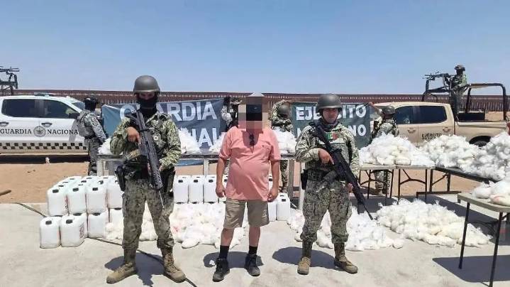 Decomisan más de 800 kilos de ‘Meta’ en galones de refresco en San Luis Río Colorado