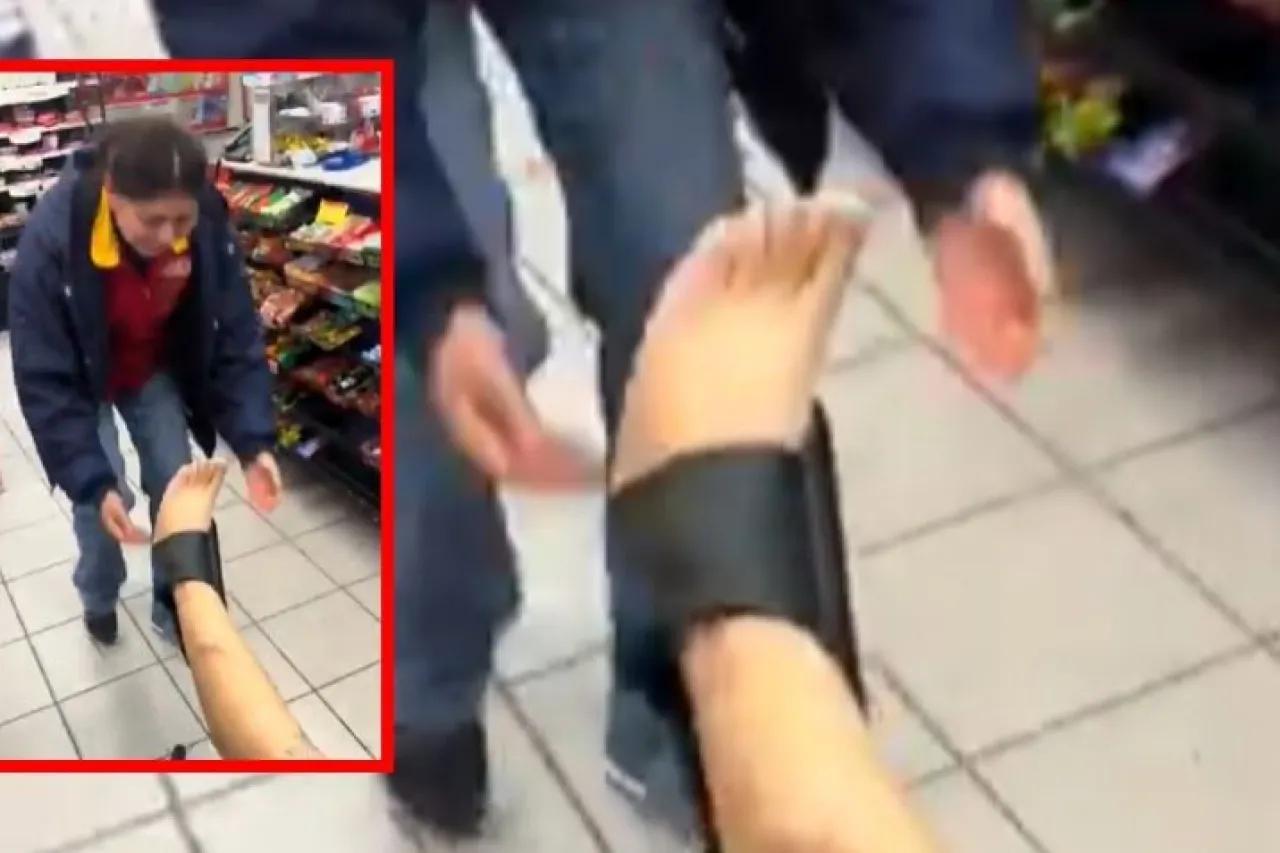 Video: Lord chanclazo: joven se viraliza por caída en Oxxo
