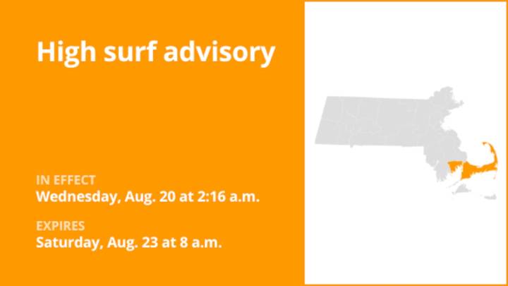 High surf advisory affecting Plymouth and Barnstable counties until Saturday morning