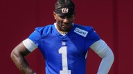 Nabers, Thomas, Skattebo among Giants back practicing