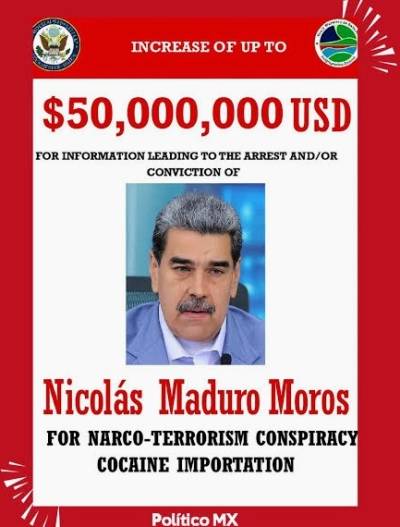 Venezuela califica de patética la recompensa de los EEUU por Nicolás Maduro