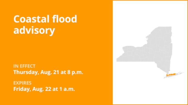NY weather: Coastal flood advisory active for part of New York Thursday and Friday