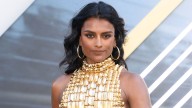 Simone Ashley's butter yellow sheer mini skirt and crop top combo is utterly elite