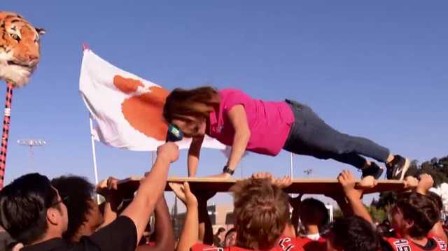 Push-ups on the board: Roseville High School gets ready for Friday Night Lights