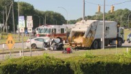East Providence RI car slams into garbage truck, injuring 2