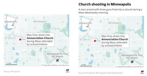 Minneapolis police: shooting at Catholic school has left 3 dead, including shooter, and 17 injured