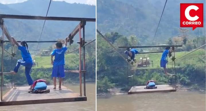 Niños de Shirani arriesgan su vida a diario cruzando el río Perené en un huaro precario (VIDEO)