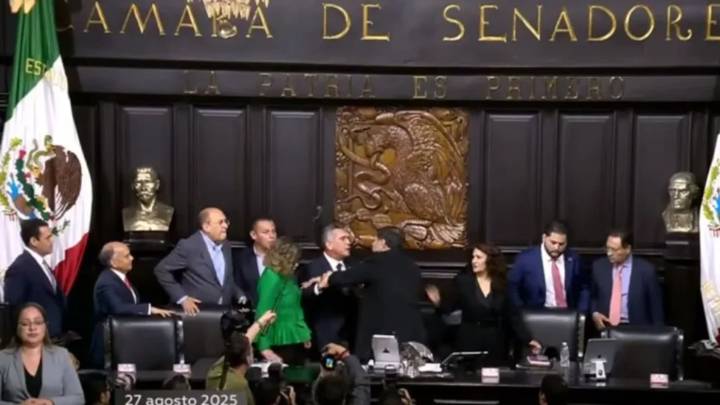 Alejandro 'Alito' Moreno y Fernández Noroña se agarran a golpes en Senado