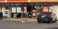 Car slams into gas station in east Las Vegas