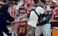 Terrifying moment knife-wielding maniac attempts to kidnap baby boy after being caught shoplifting in failed heist