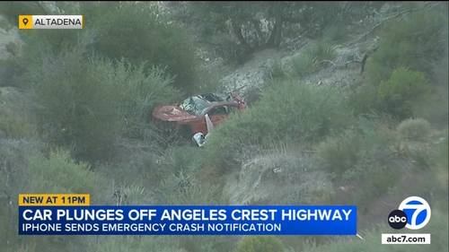 2 hospitalized after car plunges 1,000 feet off Angeles Crest Highway; iPhone feature notifies 911
