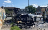 Tráiler estacionado se incendia por causas desconocidas en Saltillo