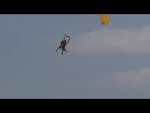 ABC7's Tre Ward jumps out of plane with Golden Knights