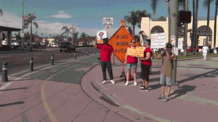 Protesters in Escondido gather to rally against tech company