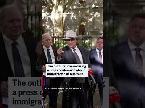 Australian lawmaker reacts angrily after a Channel 9 reporter asks about his Lebanese heritage