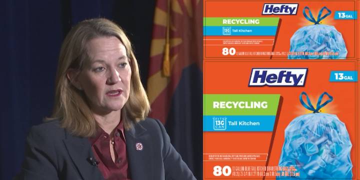 Arizona AG Mayes sues over ‘misleading’ blue recycle trash bags