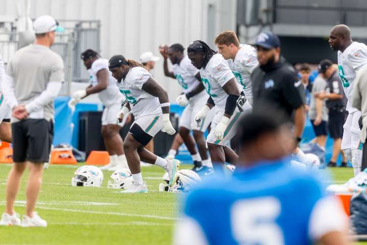 Lions defensive line makes Dolphins look outmatched in practice, despite claims