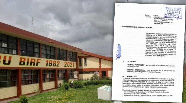 Obra de colegio Perú Birf inmerso en irregularidades en el GORE Puno