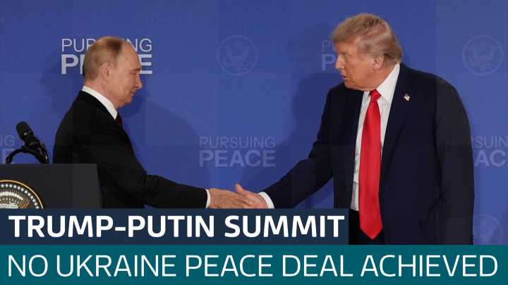 Donald Trump and Vladimir Putin hold press conference following meeting on war in Ukraine