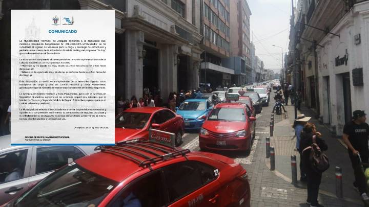Restringirán por horas tránsito nocturno en el Centro Histórico de Arequipa: estas son las calles, fechas y horarios