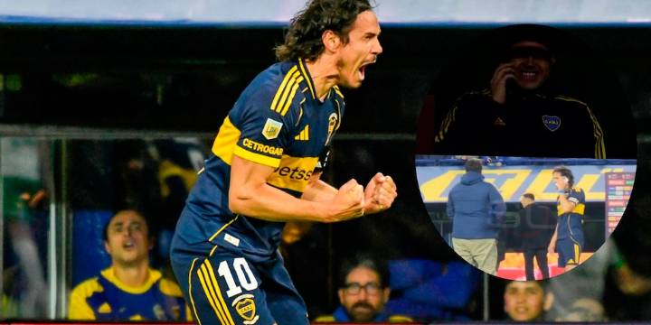 Que dijo Cavani tras romper con su sequía en Boca ante Banfield y el llamado de Riquelme en pleno campo de juego