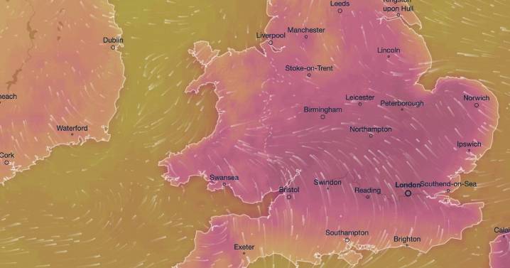 UK weather: Nine major UK cities face 32C heatwave blast as maps turn RED