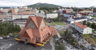 This Swedish church is being moved down the road before a mine swallows its town