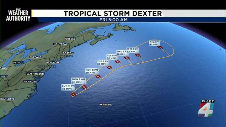 Tropical Storm Dexter has formed in the Atlantic Ocean