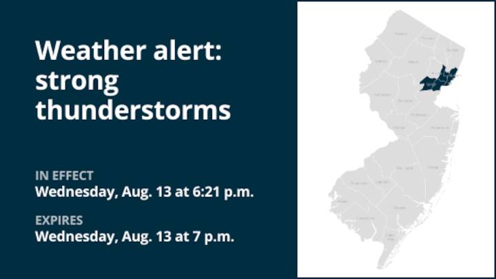Update: Thunderstorms with pea-sized hail in 3 N.J. counties Wednesday – gusts up to 40 mph