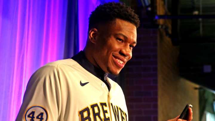 Watch Giannis crash Thanasis' podcast with Brewers' Sal…