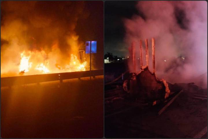 Incendio de tráiler provoca cierre de la autopista Arco Norte en Hidalgo