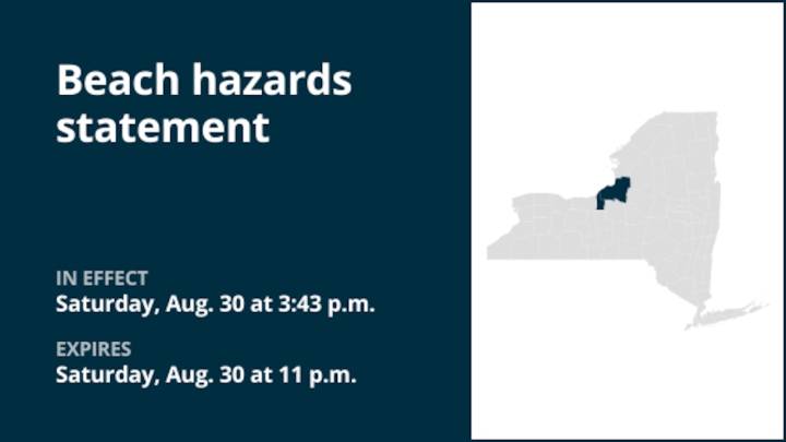 NY weather: Beach hazards statement affecting Cayuga and Oswego counties until Saturday night