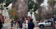 Captan impactante incendio de un bus Red en avenida Los Leones