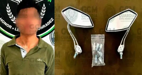 Individuo quiso robar espejos para su moto