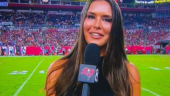 Most beautiful reporter alive' Aileen Hnatiuk turns heads with NFL sideline debut in stunning outfit