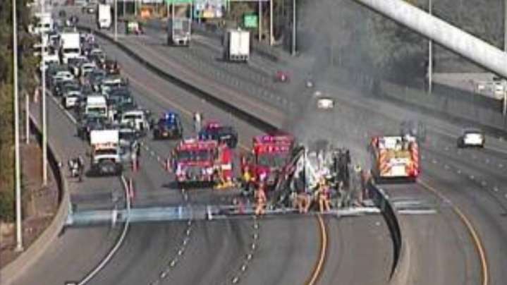Vehicle fire closes westbound I-84 in NE Portland