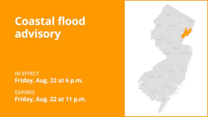 Update: Coastal flood advisory in place for 3 N.J. counties for Friday